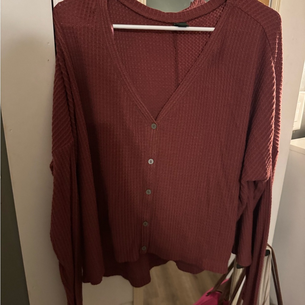 Wild Fable Deep Red Button-Up Cardigan